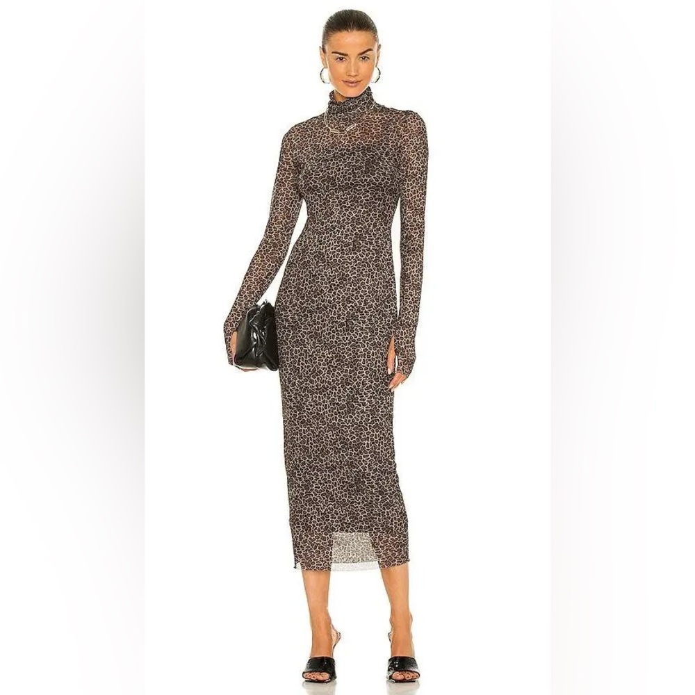 AFRM Shailene Long Sleeve Leopard Print Long Sleeve Dress